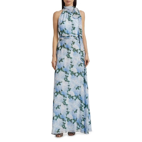 Sachin & Babi Kayla Floral Halterneck Gown Blue - Picture 2 of 9